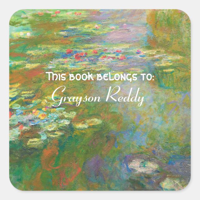 Water Lilies by Claude Monet Square Sticker (Front)