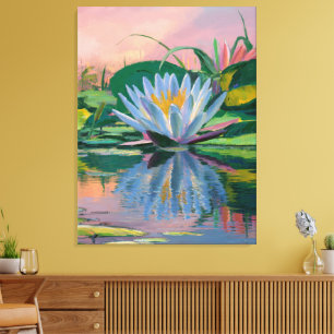 Water Lilies by Claude Monet, Sunset, Colourful Canvas Print