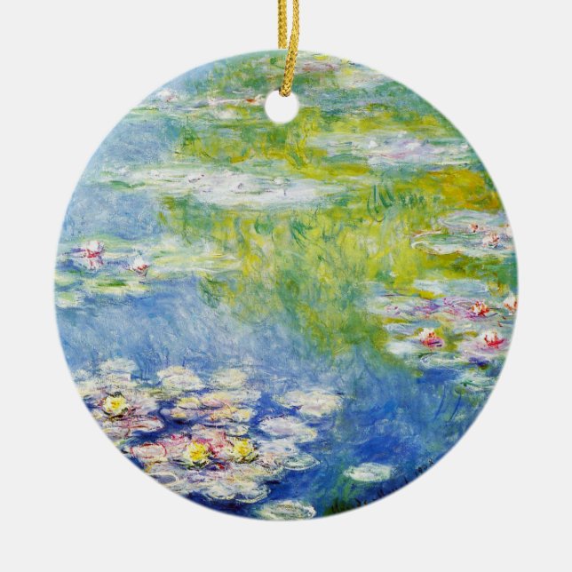 Water Lilies by Monet Ceramic Tree Decoration (Front)