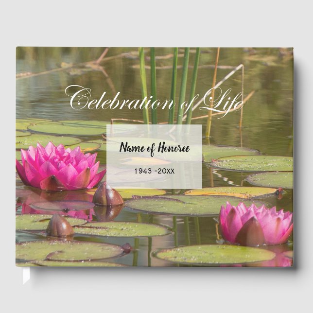 Water Lilies Celebration of Life Memorial Guest Book (Front)