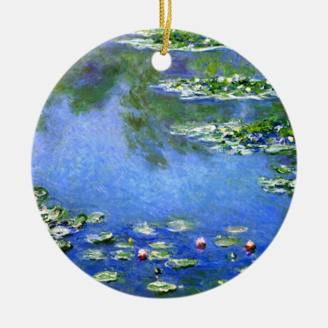 Water Lilies, Claude Monet Ceramic Tree Decoration (Front)