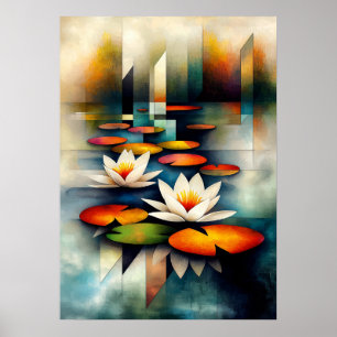 Water Lilies - Cubist Minimalist Vision Poster
