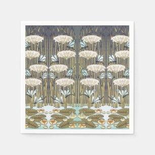 Water Lilies,Dragonflies,Marsh Art Nouveau Napkin