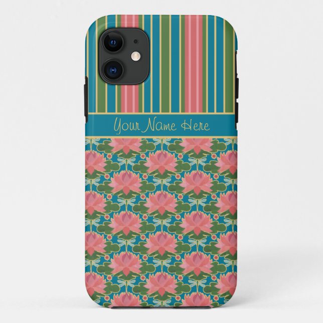 Water Lilies, Dragonflies, Stripes: iPhone 5 Case (Back)