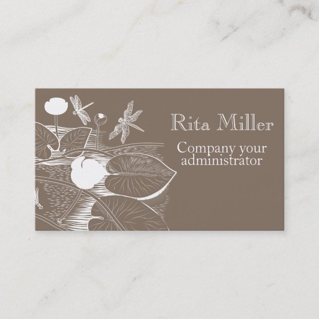 Water-lilies engraving business card (Front)