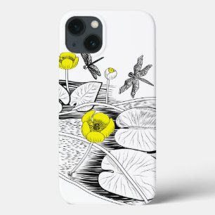 Water-lilies engraving iPhone 13 case