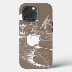 Water-lilies engraving iPhone 13 pro case