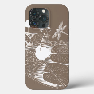 Water-lilies engraving iPhone 13 pro case