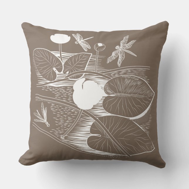 Water-lilies engraving cushion (Front)