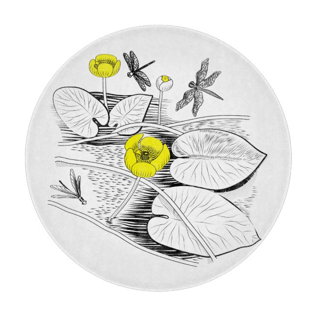 Water-lilies engraving cutting board (Front)