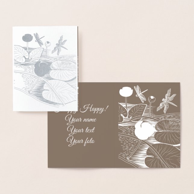 Water-lilies engraving foil card (Display)
