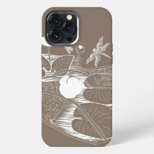 Water-lilies engraving iPhone 13 pro max case