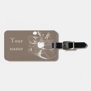 Water-lilies engraving luggage tag