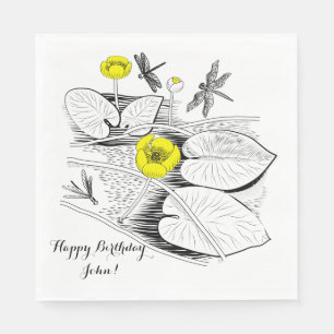 Water-lilies engraving napkin
