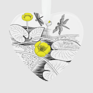 Water-lilies engraving ornament