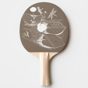 Water-lilies engraving ping pong paddle