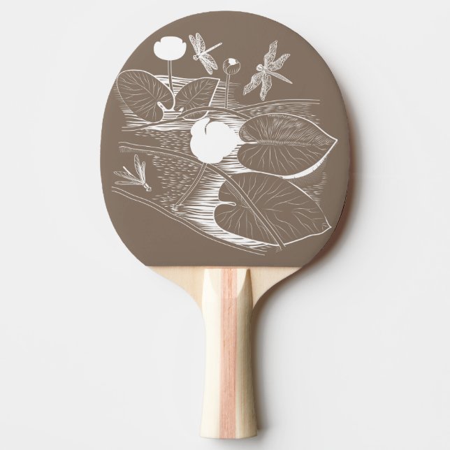 Water-lilies engraving ping pong paddle (Front)