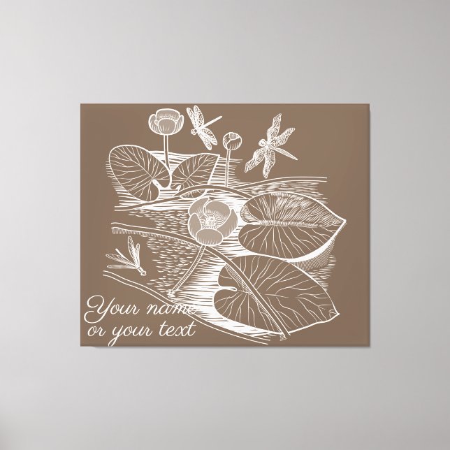 Water-lilies graphic brown canvas print (Front)