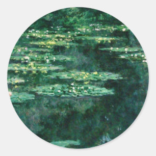 WATER LILIES IN GREEN POND by Claude Monet  Classic Round Sticker