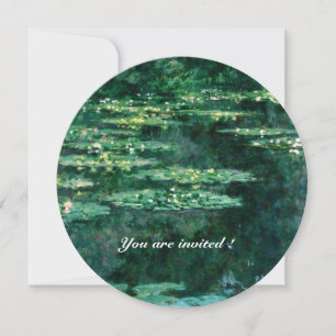 WATER LILIES IN GREEN POND by Claude Monet  Invitation