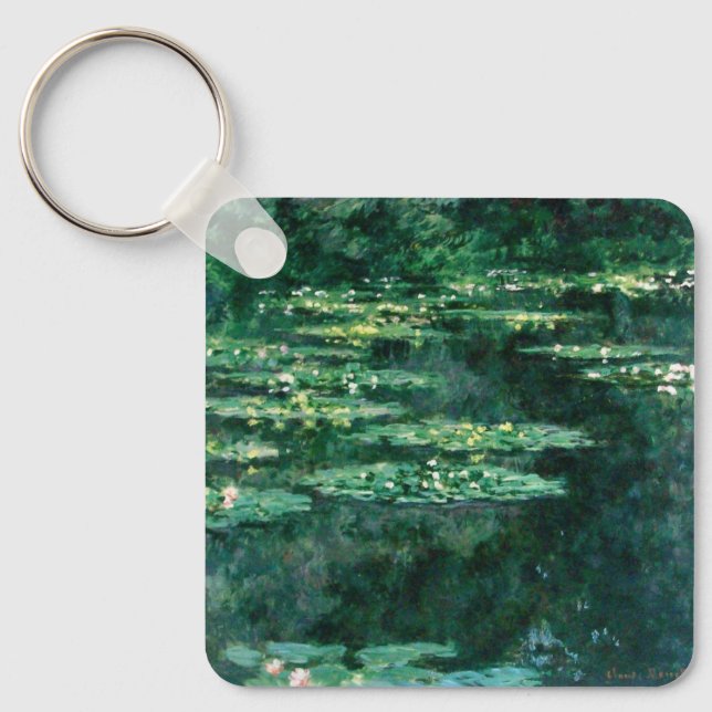WATER LILIES IN GREEN POND by Claude Monet  Key Ring (Front)