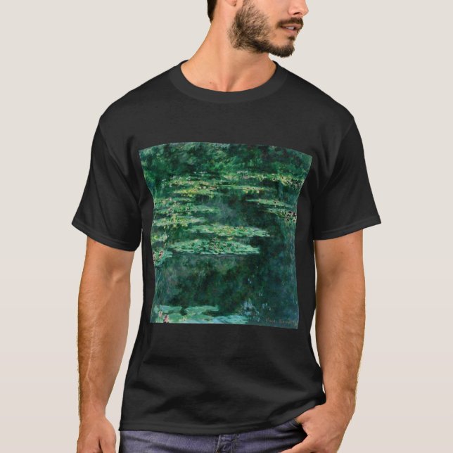WATER LILIES IN GREEN POND by Claude Monet  T-Shirt (Front)