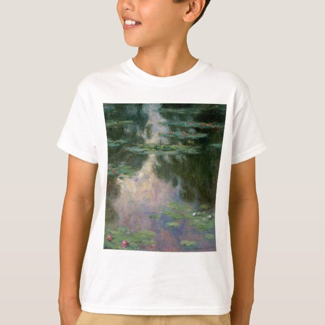 WATER LILIES IN PINK GREEN POND by Claude Monet T-Shirt (Front)