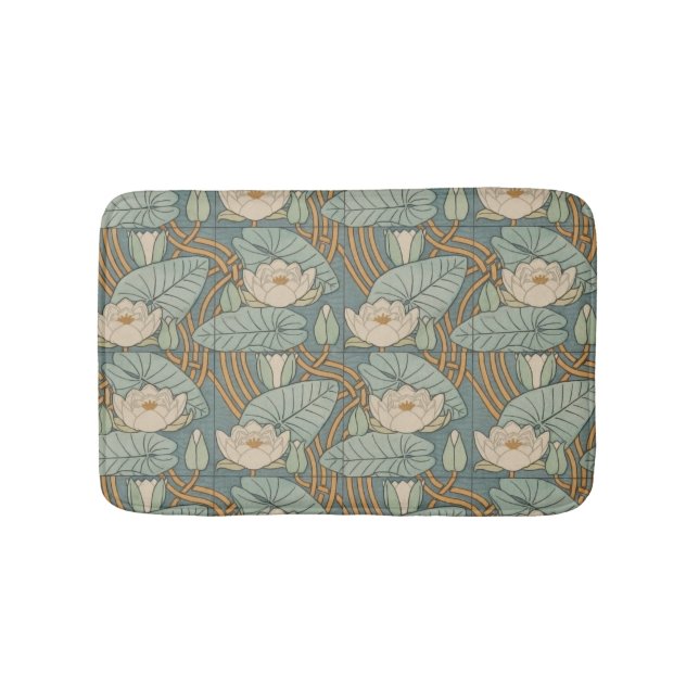 Water Lilies Lily Art Nouveau Nature Bath Mat (Front)