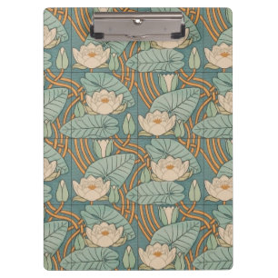Water Lilies Lily Art Nouveau Nature Clipboard