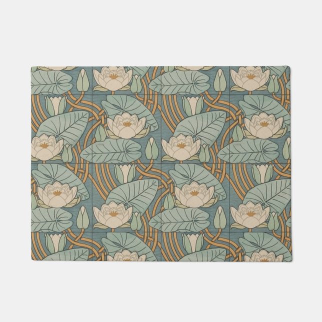 Water Lilies Lily Art Nouveau Nature Doormat (Front)