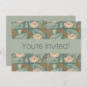 Water Lilies Lily Art Nouveau Nature Invitation