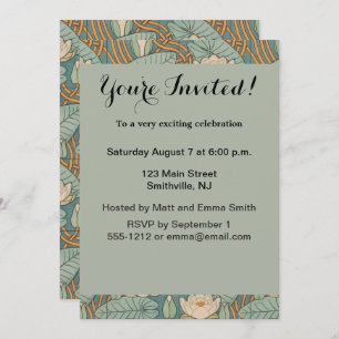 Water Lilies Lily Art Nouveau Nature Invitation