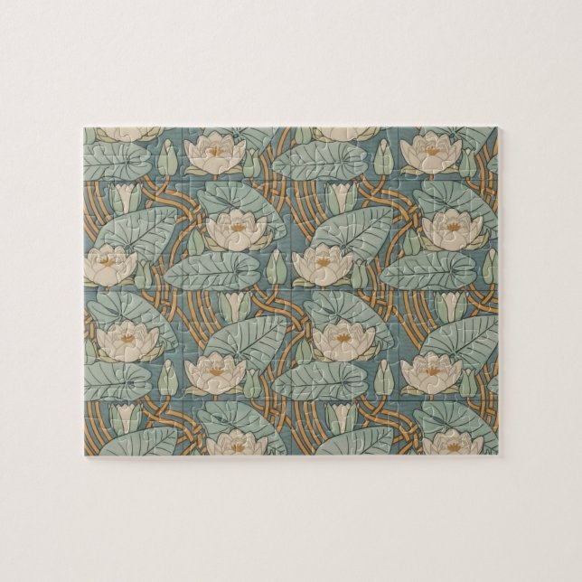 Water Lilies Lily Art Nouveau Nature Jigsaw Puzzle (Horizontal)