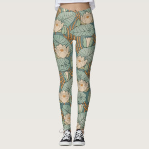 Water Lilies Lily Art Nouveau Nature Leggings