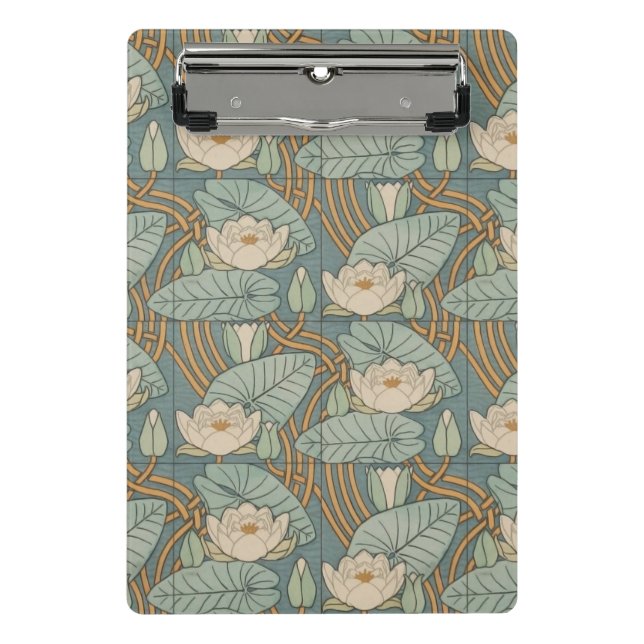 Water Lilies Lily Art Nouveau Nature Mini Clipboard (Front)