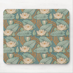 Water Lilies Lily Art Nouveau Nature Mouse Mat