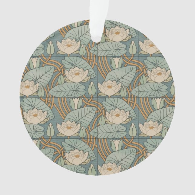 Water Lilies Lily Art Nouveau Nature Ornament (Front)