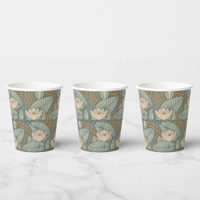 Water Lilies Lily Art Nouveau Nature Paper Cups (Multi)
