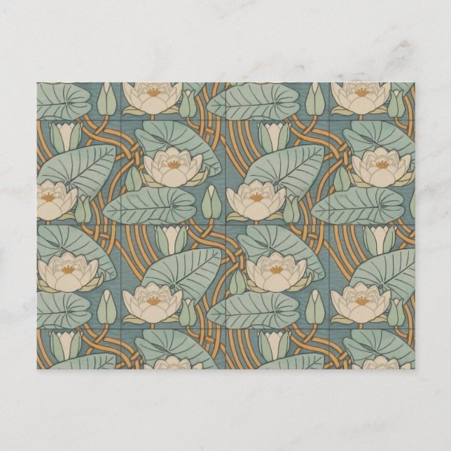 Water Lilies Lily Art Nouveau Nature Postcard (Front)