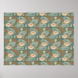 Water Lilies Lily Art Nouveau Nature Poster