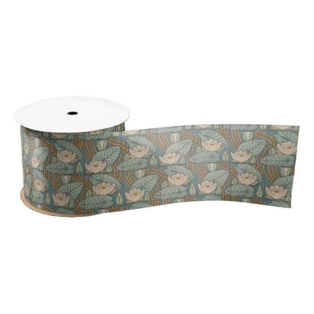 Water Lilies Lily Art Nouveau Nature Satin Ribbon (Spool)