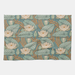 Water Lilies Lily Art Nouveau Nature Tea Towel