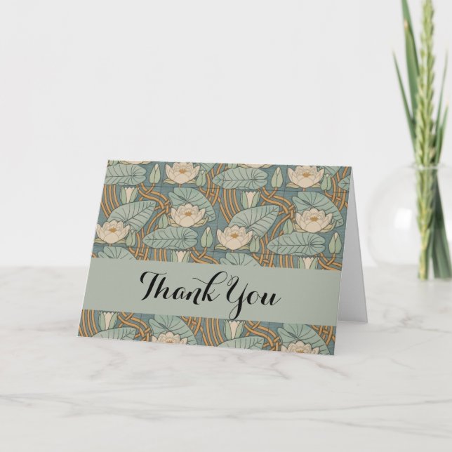 Water Lilies Lily Art Nouveau Nature Thank You Card (Front)