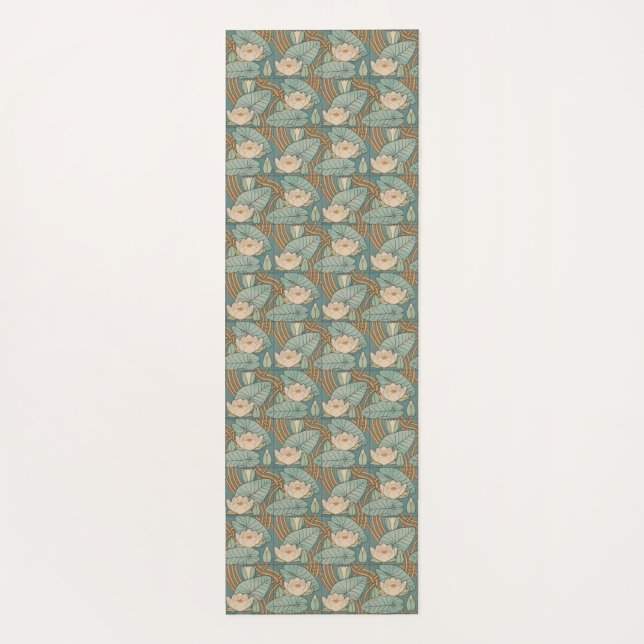 Water Lilies Lily Art Nouveau Nature Yoga Mat (Back)