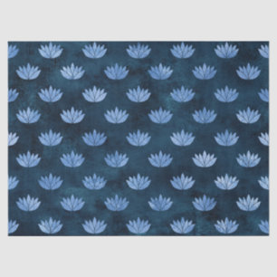 Water Lilies on Dark Blue Decoupage Tissue Paper