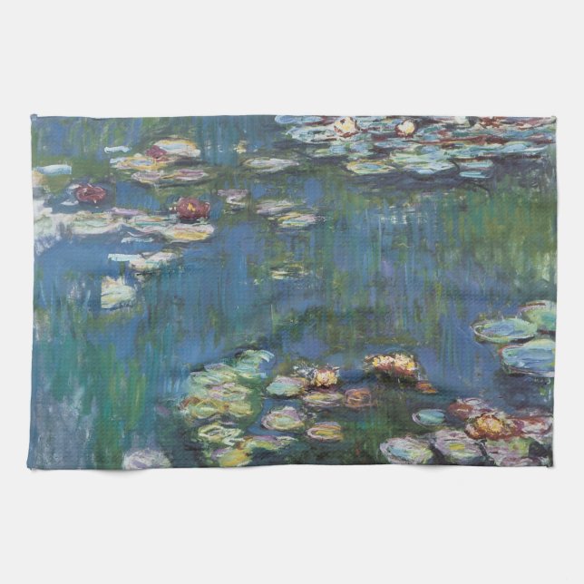 Water lilies,one of many painting of claude Monet Tea Towel (Horizontal)