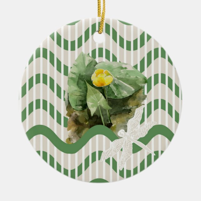 Water lilies pattern ceramic tree decoration (Front)