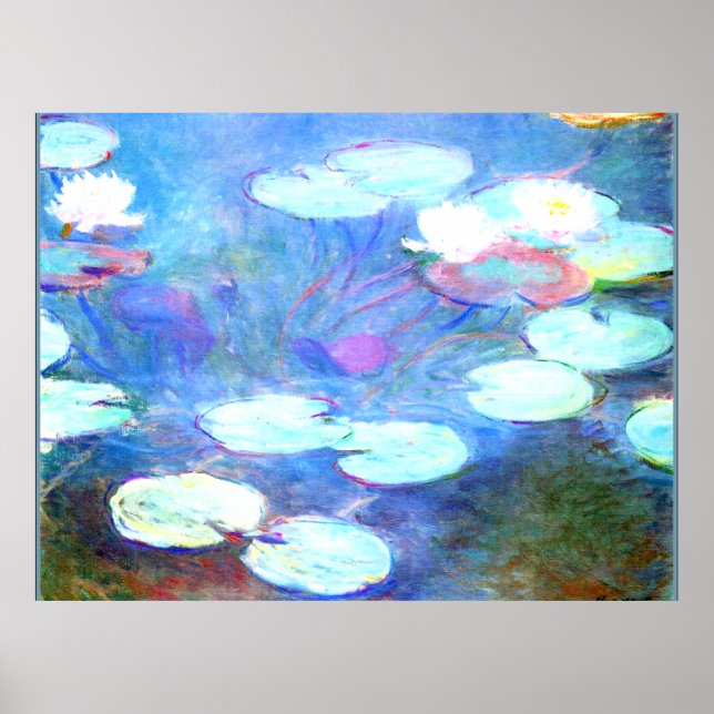 Water Lilies, Pink - Beautiful art by Claude Monet Poster (Front)