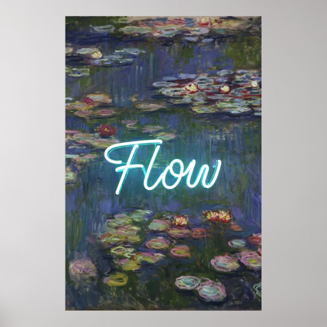 Water Lilies Remix – Neon “FLOW” Wall Art & Gifts (Front)