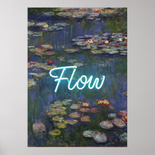 Water Lilies Remix – Neon “FLOW” Wall Art & Gifts